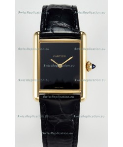 Tank Must Cartier Super Clone Edition 33.7MM Watch in Yellow Gold Casing Black Dial 