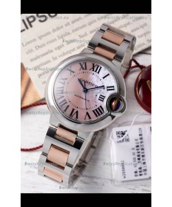 Ballon De Cartier Swiss Automatic Pink Pearl Dial Mirror Quality 33MM in Two Tone Casing