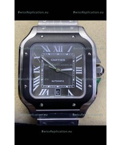 Cartier "Santos De Cartier" 904L Steel Grey Dial 1:1 Mirror Replica - 40MM Stainless Steel Watch