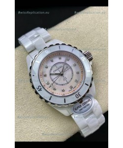 Chanel J12 Ladies White Ceramic Casing Pearl Dial Watch 1:1 Mirror Replica Watch