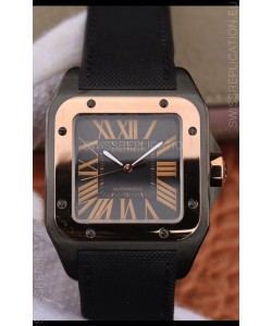 Cartier Santos Titanium Casing Watch in Rose Gold Bezel 1:1 Mirror Quality - Automatic Movement