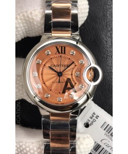 Ballon De Cartier Swiss Quartz 1:1 Mirror Quality 28MM in Two Tone Rose Gold Strap