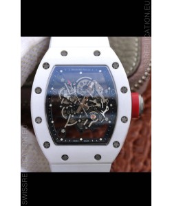 Richard Mille RM055 Ceramic Casing 1:1 Mirror Replica Watch in White Strap 