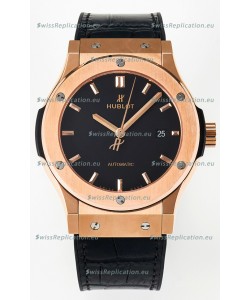 Hublot Super Clone Classic Fusion Rose Gold 42MM 1:1 Mirror Replica Watch Black Dial