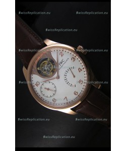 IWC Portugieser Tourbillon Rose Gold Watch in White Dial 