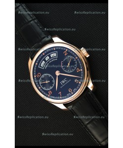 IWC Portugieser Annual Calender Midnight Blue Pink Gold IW503504 1:1 Mirror Replica