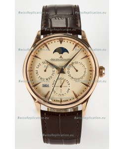 Jaeger LeCoultre Super Clone Master Ultra-Thin Perpetual Calendar Cream Dial Watch
