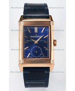 Jaeger-LeCoultre Reverso Super Clone DuoFace Blue/White Rose Gold Replica Watch 