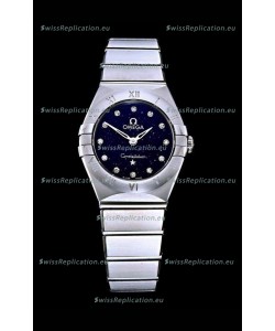 Omega Constellation Ladies Swiss Quartz 1:1 Mirror Replica - Steel Casing in Black Starry Dial 