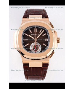 Patek Philippe Nautilus 5980/1R-001 Rose Gold 904L Steel Case in Brown Dial - 1:1 Mirror Replica