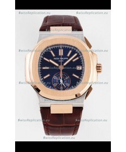 Patek Philippe Nautilus 5980/1R-001 Rose Gold Two Tone 904L Steel Case in Blue Dial - 1:1 Mirror Replica