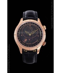 Patek Philippe 6102R Grand Compilations Handwind Swiss Replica Watch - Rugged Bezel Black Dial