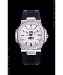 Patek Philippe Nautilus 5726A 1:1 Mirror Swiss Watch White Dial Rubber Strap 