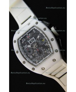 Richard Mille RM011-FM Felipe Massa White Ceramic Case Watch in White Strap
