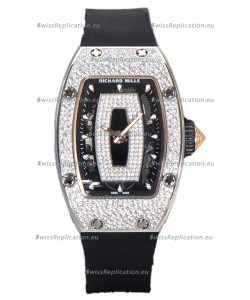 Richard Mille RM007 Diamonds Paved Black Dial 904L Steel Superclone Swiss Watch