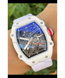 Richard Mille Super Clone RM67-02 Alexis Pinturault White Quartz TPT 37 Grams Watch White Strap