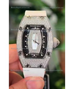 Richard Mille RM007 Diamonds Paved Black Dial 904L Steel Superclone Swiss Watch