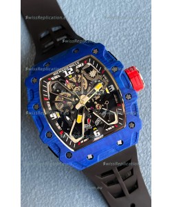 Richard Mille RM35-03 Rafael Nadal Edition Blue Carbon Fiber Casing 1:1 Mirror Replica Watch in Black Strap