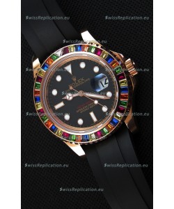 Rolex Yachtmaster 116695 Everose Gold Diamonds Cal.3135 Swiss 1:1 Ultimate 904L Steel Watch