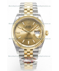 Rolex Super Clone Datejust ETA 3235 Movement 36MM Two Tone Yellow Gold Swiss Gold Dial