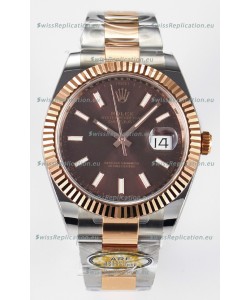 Rolex Super Clone Datejust ETA 3235 Movement 41MM Two Tone Rose Gold Plating Brown Dial Watch