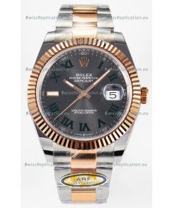 Rolex Super Clone Datejust ETA 3235 Movement 41MM Two Tone Rose Gold Plating Roman Dial Watch