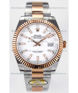Rolex Super Clone Datejust ETA 3235 Movement 41MM Two Tone Rose Gold Plating White Dial Watch