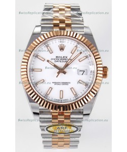 Rolex Super Clone Datejust ETA 3235 Movement 41MM Two Tone Rose Gold Plating White Dial Watch