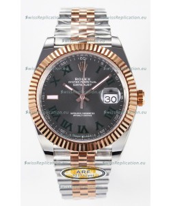 Rolex Super Clone Datejust ETA 3235 Movement 41MM Two Tone Rose Gold Plating Roman Dial Watch
