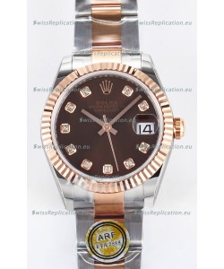 Rolex Super Clone Datejust ETA 2688 Movement 31MM Two Tone Rose Gold Swiss Brown Dial