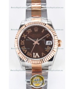 Rolex Super Clone Datejust ETA 2688 Movement 31MM Two Tone Rose Gold Swiss Brown Dial