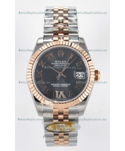 Rolex Super Clone Datejust ETA 2688 Movement 31MM Two Tone Rose Gold Swiss Grey Dial