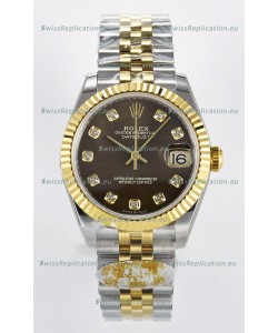 Rolex Super Clone Datejust ETA 2688 Movement 31MM Two Tone Yellow Gold Swiss Brown Dial