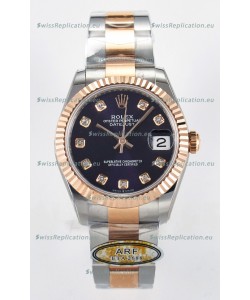 Rolex Super Clone Datejust ETA 2688 Movement 31MM Two Tone Rose Gold Swiss Purple Dial