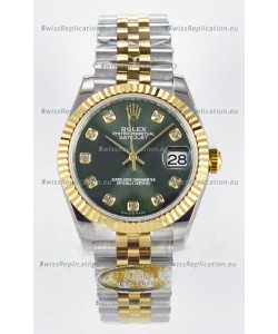 Rolex Super Clone Datejust ETA 2688 Movement 31MM Two Tone Yellow Gold Swiss Green Dial 