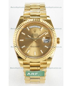 Rolex Day Date Super Clone 18K Yellow Gold Watch 40MM - Gold Dial 1:1 Mirror Quality