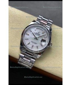 Rolex Day Date Super Clone 904L Stainless Steel Watch 40MM - Mother of Pearl Dial Mirror Quality 