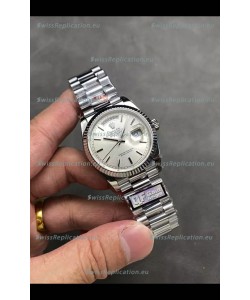 Rolex Day Date Super Clone Stainless Steel Silver Dial Steel Numerals Watch 36MM - 1:1 Mirror Quality