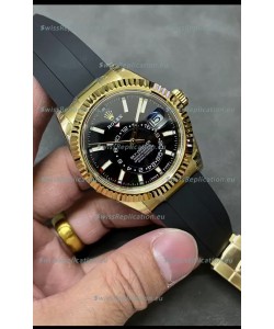 Rolex Sky-Dweller REF# M336235 Black Dial Yellow Gold Watch in 904L Steel Case 1:1 Mirror Replica