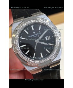Vacheron Constantin Overseas Stainless Steel 33MM Swiss Quartz Replica Watch Black Dial 