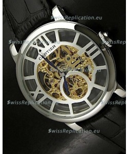 Cartier Ronde de Japanese Replica Watch in Skelton Gold Dial
