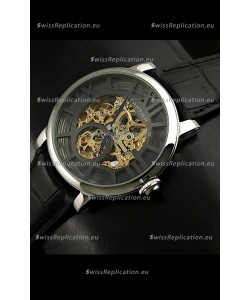 Cartier Ronde de Japanese Replica Watch in Skelton Grey & Gold Dial