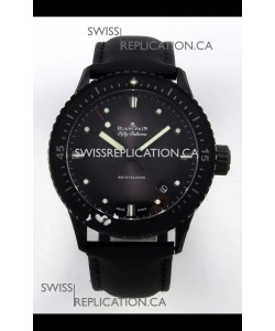 Blancpain Fifty Fathoms Ceramic Case Leather Strap Grey Dial Super Clone Watch 