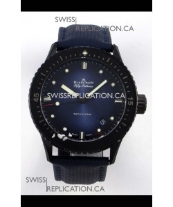 Blancpain Fifty Fathoms Ceramic Case Leather Strap Blue Dial Super Clone Watch 
