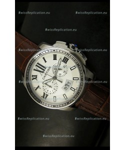 Calibre De Cartier Chronograph Japanese Replica Watch in Steel