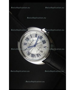 Cle De Cartier Watch 40MM Steel Case with Leather Steap - 1:1 Mirror Replica Watch