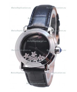 Chopard Happy Sport Star Shaped Diamonds Swiss Watch in Black Strap