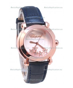 Chopard Happy Sport Star Shaped Diamonds Swiss Rose Gold Watch in White Dial