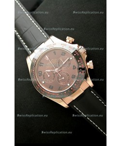Rolex Oyster Daytona Cosmograph Swiss Replica Rose Gold Watch in Brown Dial
