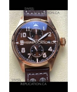 IWC PILOT'S Monopusher Rose Gold Brown Dial Replica Watch 
